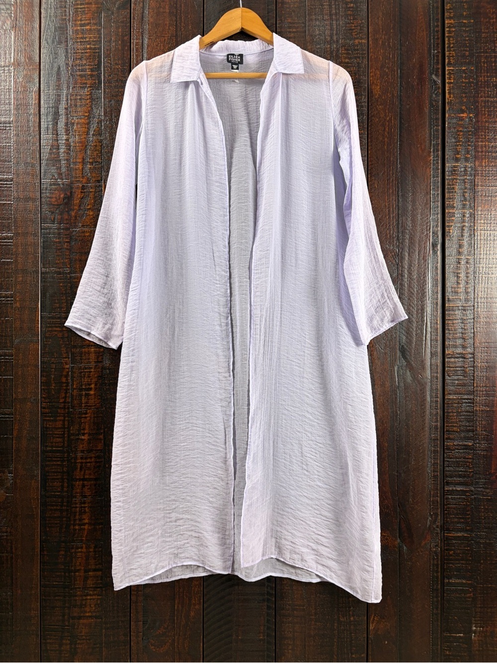 Eileen Fisher Lavender Open Sheer Cardigan Duster